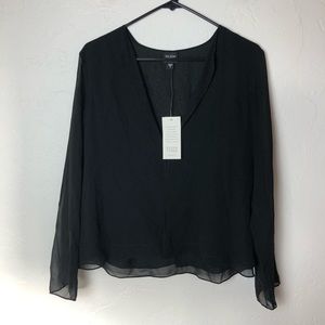 Eileen Fisher Women’s Small 100% Silk Sheer Layered Jacket Black NWT